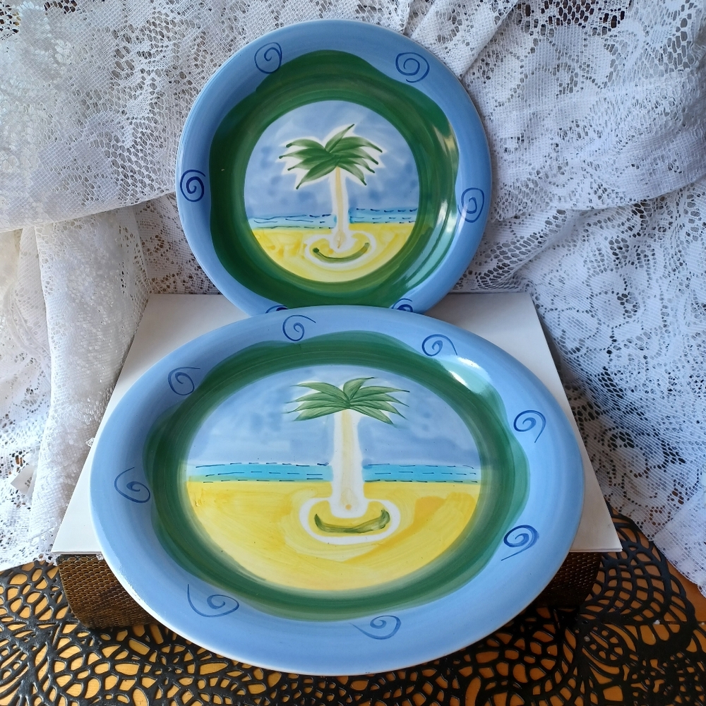 STYLE • EYES BY BAUM BROS PALM TREE ON THE BEACH COLLECTION DINNER + SALAD PLATE